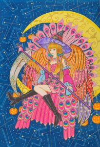 2025年ハロウィンイラスト【孔雀の魔女】